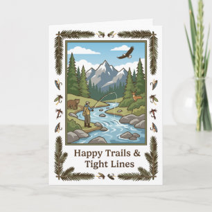 Carte d'anniversaire pour papa pêcheur de truite