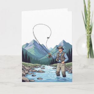 Carte d'anniversaire pour papa pêcheur de truite