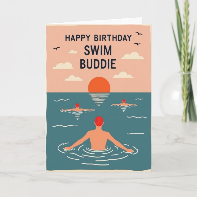 Carte d'anniversaire pour partenaire de natation (Devant)