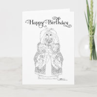 Carte d'anniversaire pour Pékinois