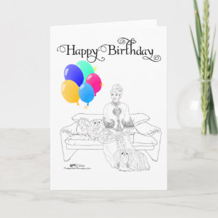 Carte d'anniversaire pour Pékinois