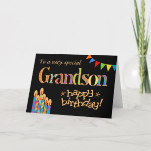 Carte d'anniversaire pour petit-fils, guirlande et