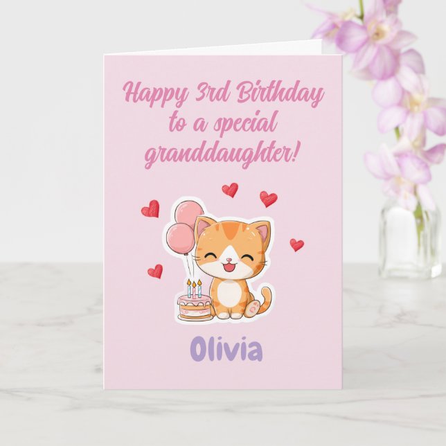 Carte d'anniversaire pour petite-fille de 3 ans, j (Orchidée)