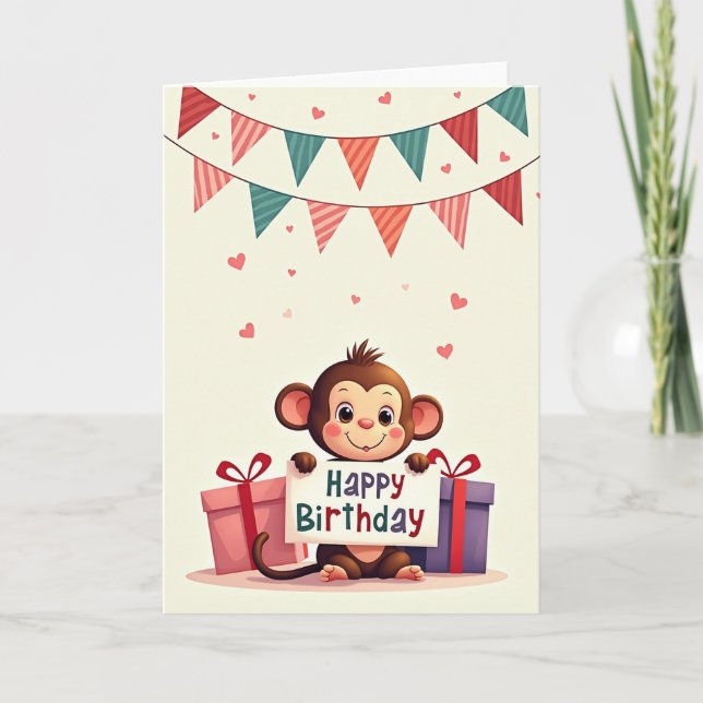 Carte d'anniversaire pour primate mignon (Devant)