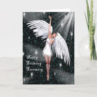Carte d'anniversaire pour Rosemary avec Ange