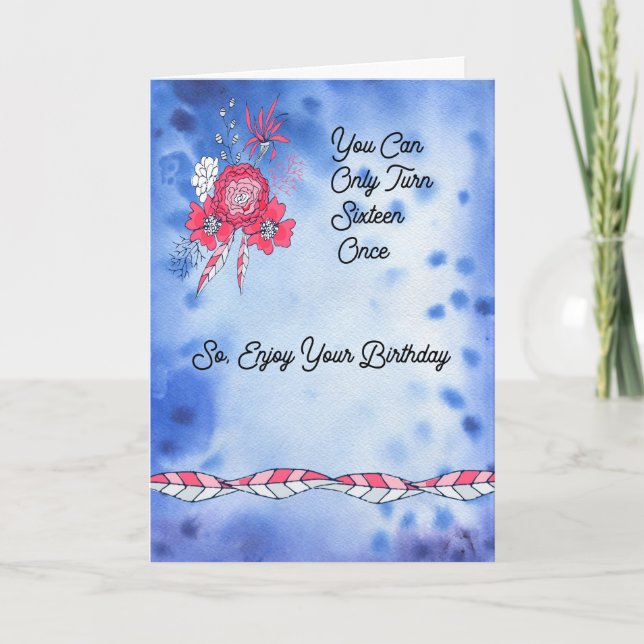 Carte d'anniversaire pour Seizième anniversaire bl (Devant)