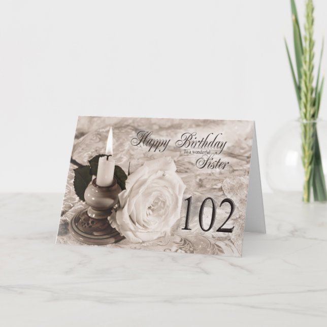 Carte d'anniversaire pour soeur, 102. Bougie et ro (Devant)