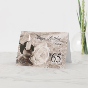 Carte d'anniversaire pour soeur,65. Bougie et rose