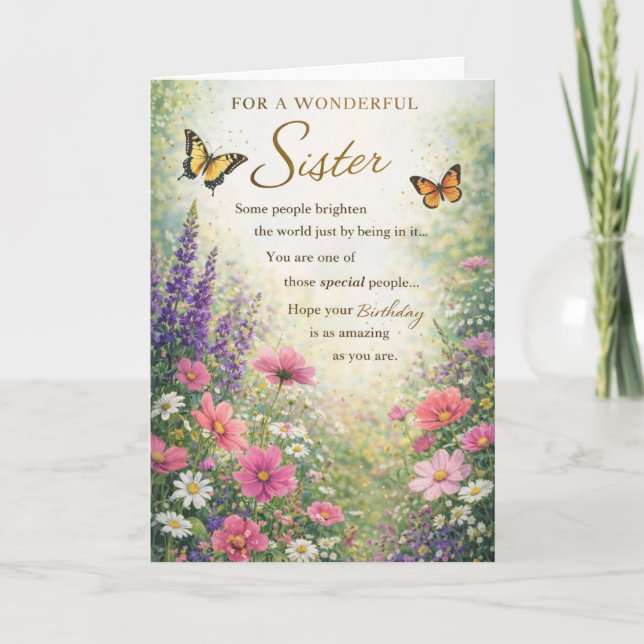 Carte d'anniversaire pour sœur – Floral (Devant)