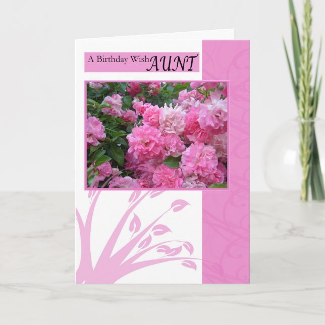 Carte d'anniversaire pour tante, roses roses sauva (Devant)