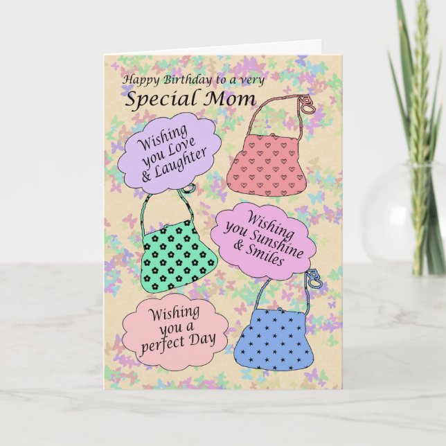 Carte d'anniversaire pour tante, sac à main (Devant)