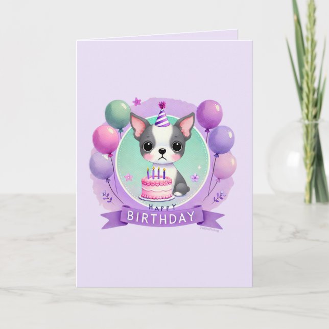 Carte d'anniversaire pour Terrier de Boston (Devant)