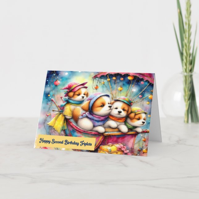 Carte d'anniversaire pour Triplets Deuxième annive (Devant)