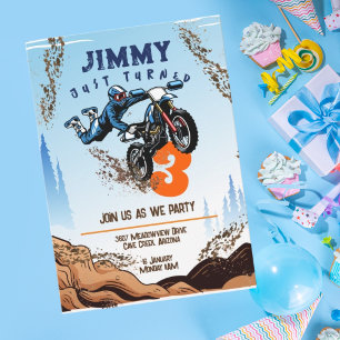 Carte d'anniversaire pour un enfant motard avec un