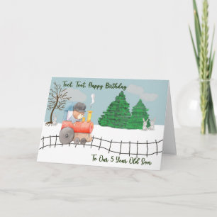 Carte d'anniversaire pour un fils de 5 ans avec tr
