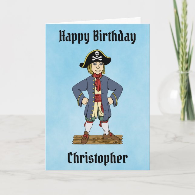 Carte d'anniversaire pour un garçon pirate mignon (Devant)
