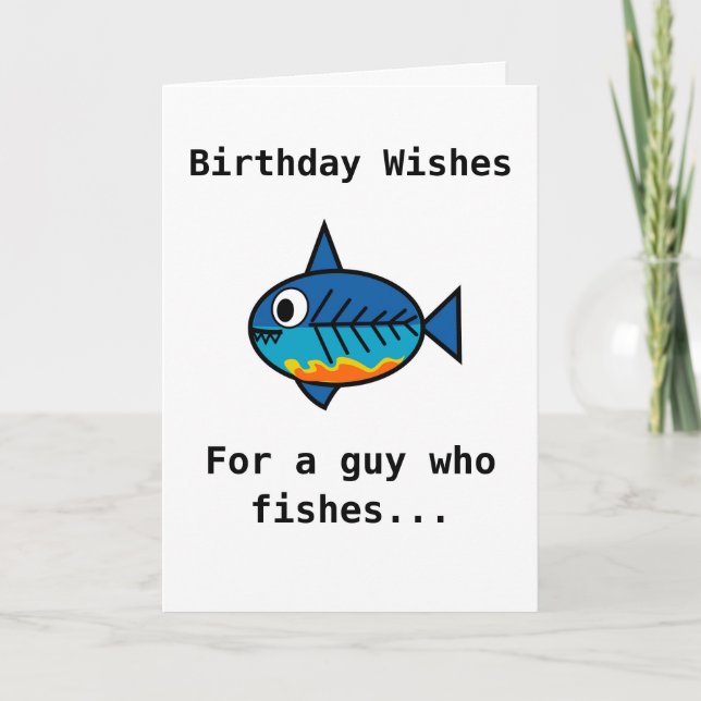 Carte d'anniversaire pour un gars qui pêche. (Devant)