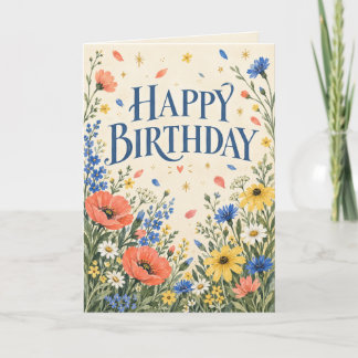 Carte d'anniversaire pour un jardin de fleurs sauv
