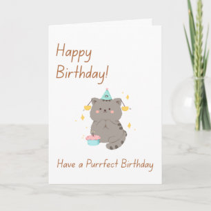 Carte d'anniversaire pour un mignon chat gris