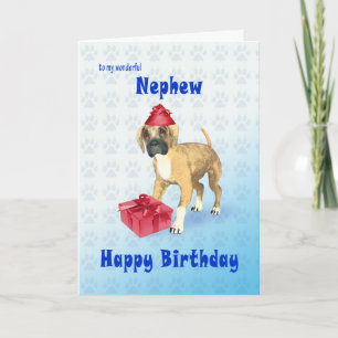Carte d'anniversaire pour un neveu avec un chiot