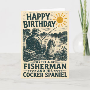 Carte d'anniversaire pour un pêcheur et son épagne