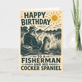 Carte d'anniversaire pour un pêcheur et son épagne