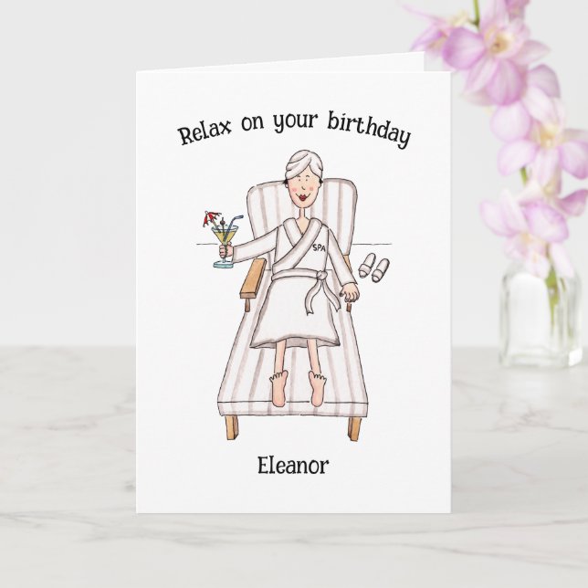 Carte d'anniversaire pour une dame de jour de spa (Orchidée)