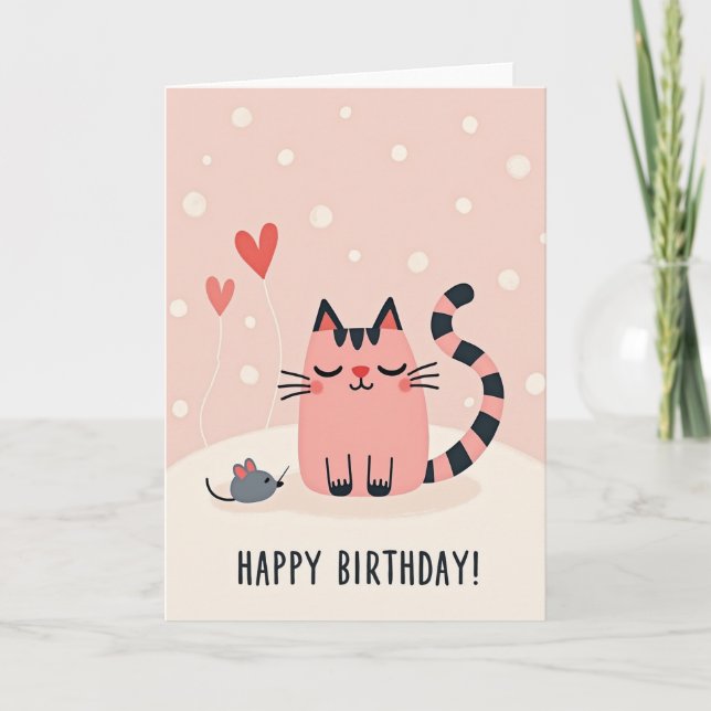Carte d'anniversaire pour une douce amie féline (Devant)
