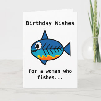 Carte d'anniversaire pour une femme qui pêche le 