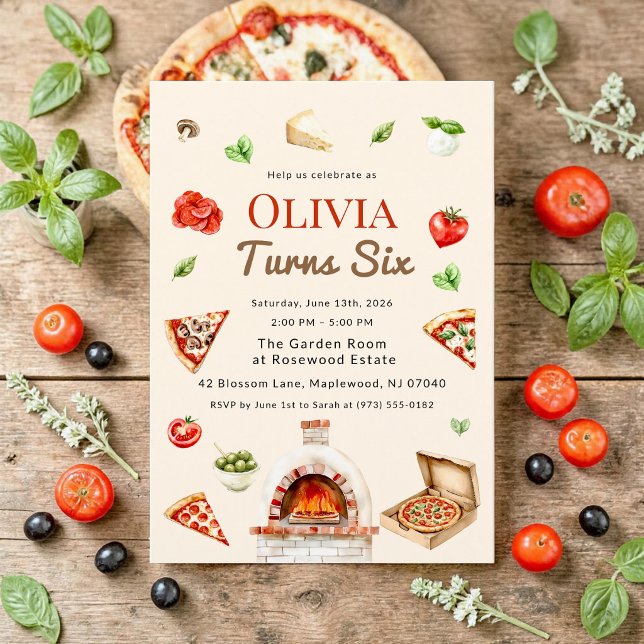 Carte d'anniversaire pour une fête de pizza au feu (Créateur téléchargé)