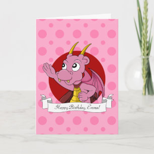 Carte d'anniversaire pour une fille avec un dragon