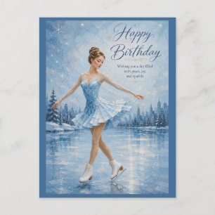 Carte d'anniversaire pour une patineuse élégante