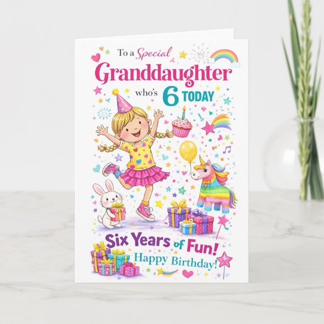 Carte d'anniversaire pour une petite-fille de 6 an (Devant)