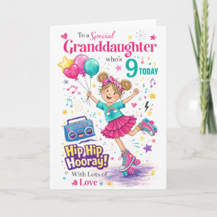 Carte d'anniversaire pour une petite-fille de 9 an