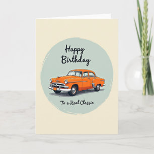Carte d'anniversaire pour voiture vintage