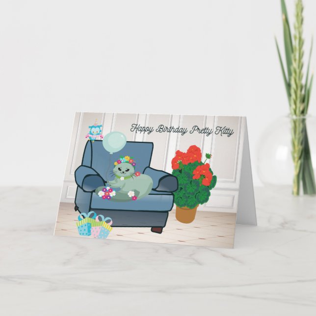 Carte d'anniversaire pour votre chat (Devant)