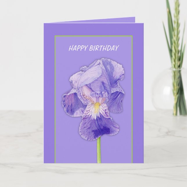 Carte d'anniversaire pourpre Iris violet (Devant)