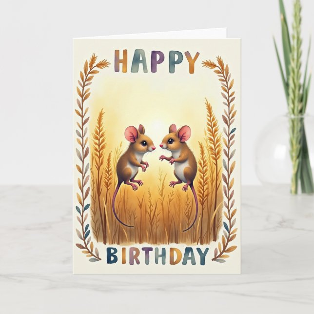 Carte d'anniversaire Prairie des amis à poils (Devant)