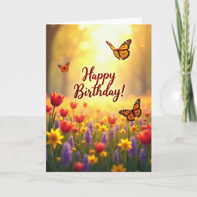 Carte d'anniversaire Prairie Dorée (Devant)
