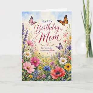 Carte d'anniversaire Prairie Fleurie pour Maman