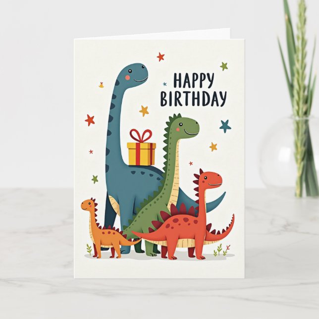 Carte d'anniversaire préhistorique sucrée (Devant)