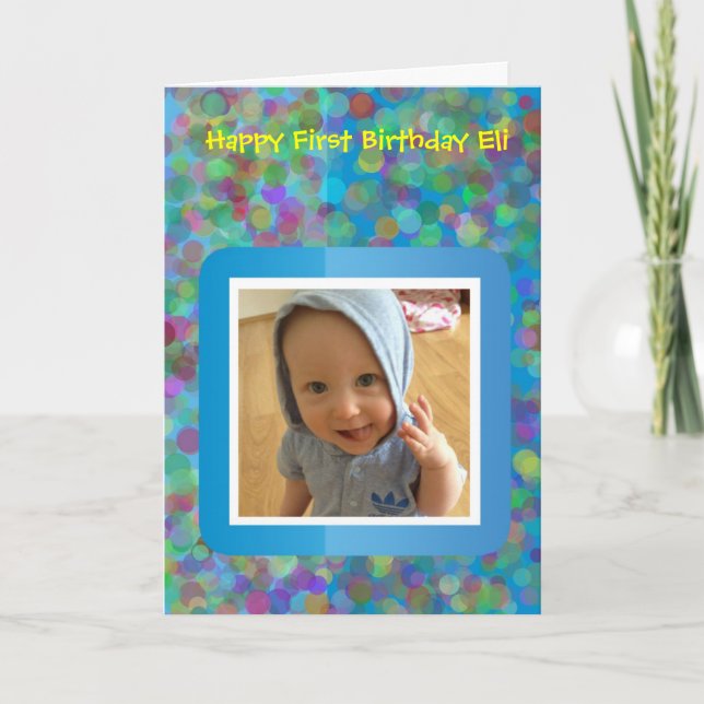 Carte d'anniversaire premier âge Taches arc-en-cie (Devant)