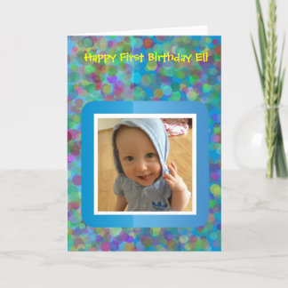 Carte d'anniversaire premier âge Taches arc-en-cie