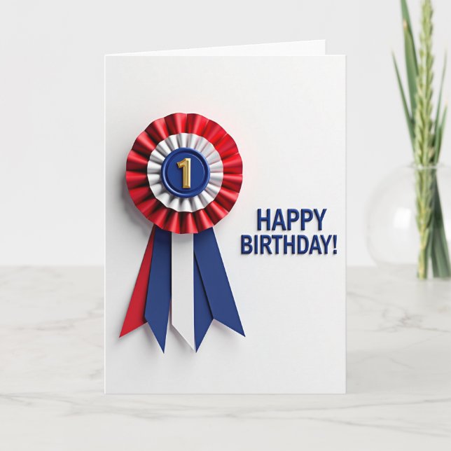 Carte d'anniversaire Première Rosette (Devant)