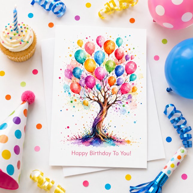 Carte d'anniversaire Pretty Tree et Ballon (Créateur téléchargé)