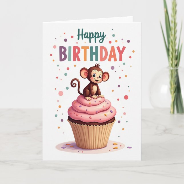 Carte d'anniversaire primate douce (Devant)