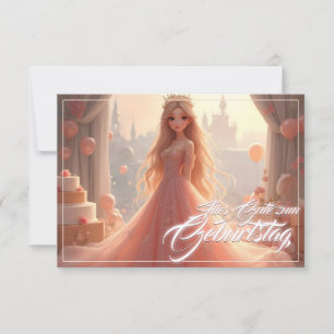 Carte d'anniversaire princesse en rose