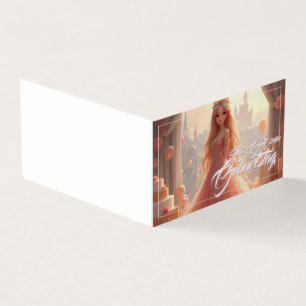 Carte d'anniversaire princesse en rose