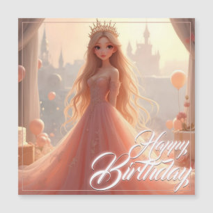 Carte d'anniversaire princesse en rose