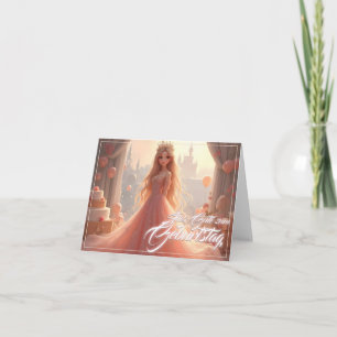 Carte d'anniversaire princesse en rose